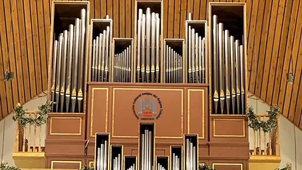 Pipes of the organ at Torrevieja’s Sagrado Corazón parish church