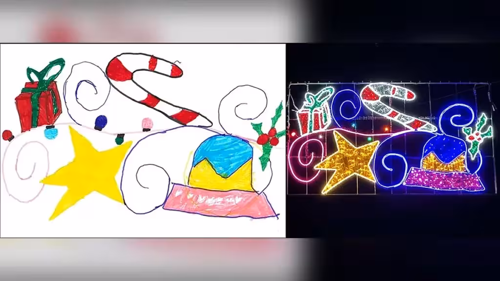 Montaje de diseños escolares y alumbrado navideño de la convocatoria