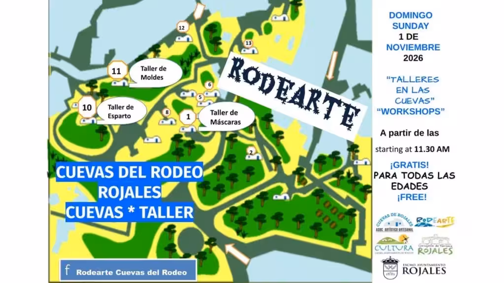Mehr als 60 Schriftsteller kommen am Sonntag zu Rodearte in Rojales Lageplan der Cuevas del Rodeo mit den Rodearte-Workshops am 1. November 2026