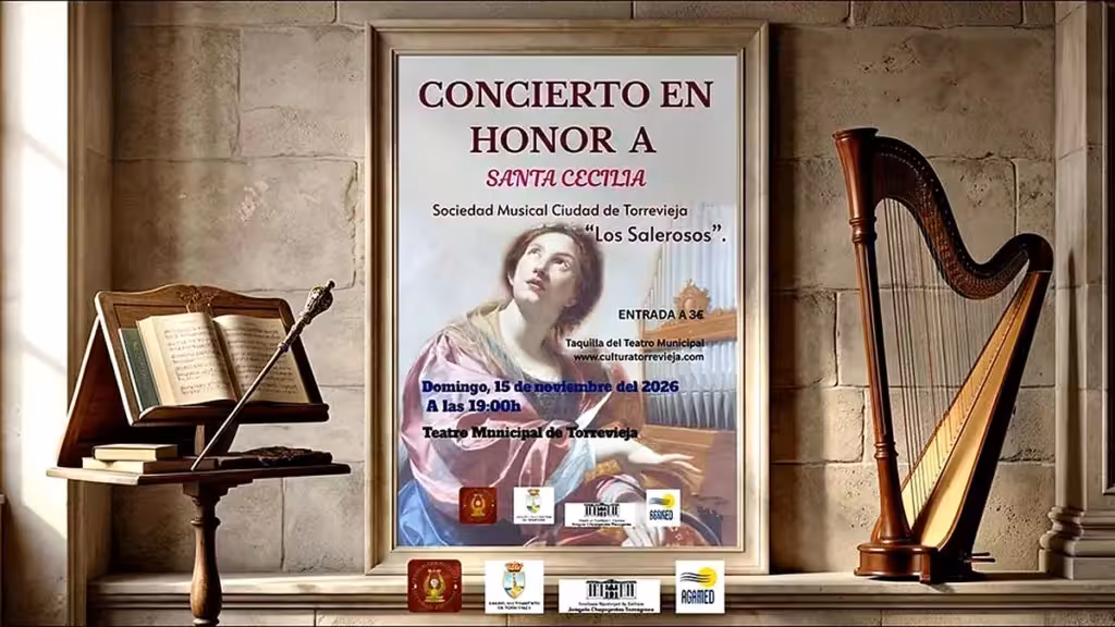 Cartel del concierto de Los Salerosos en honor a Santa Cecilia, anunciado para el 15 de noviembre de 2026 a las 19:00.