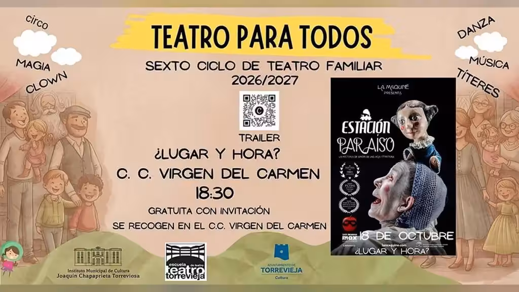 Cartel oficial de Teatro para todos y Estación paraíso