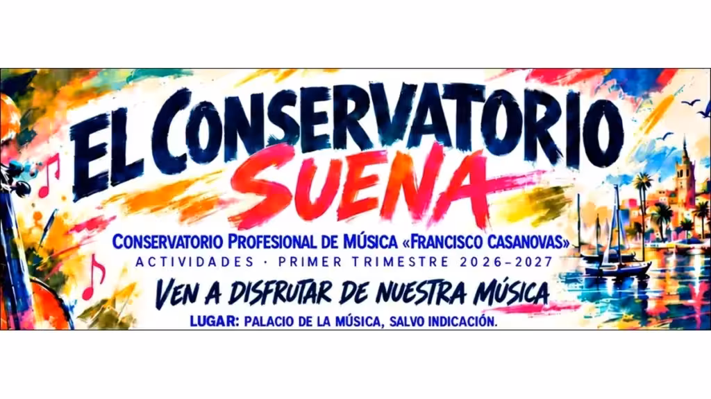 Header of the El Conservatorio Suena poster for the first term of 2026–2027